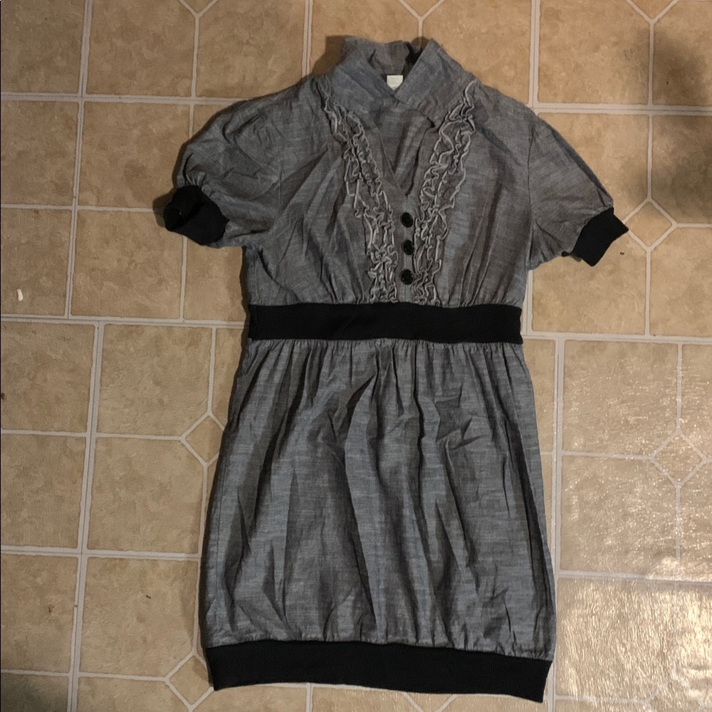 Derek Heart Gray Dress with Black Accents